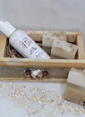 kit creme hidratante e sabonete glicerinado leite de cabra
